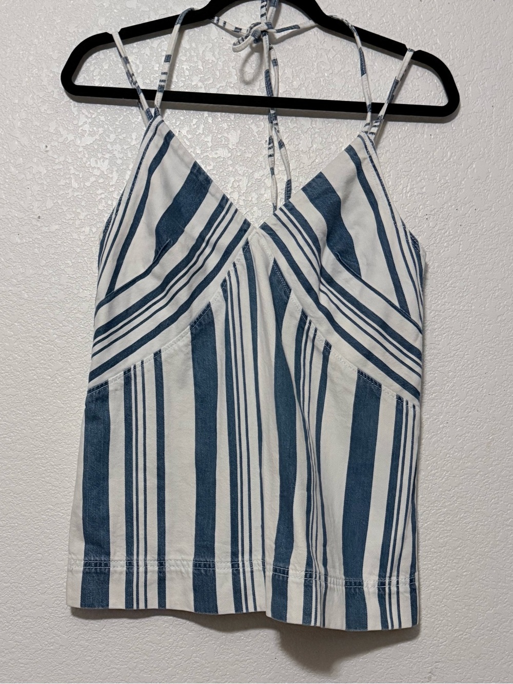 Striped Blue and White Halter Cami Top 0176